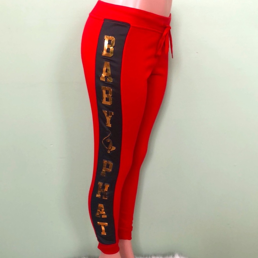 Baby Phat Women's Red Mid Rise Flat Front Jogger Pant Size M NWT